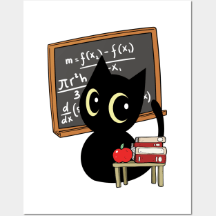 Funny Black Cat is teaching Posters and Art